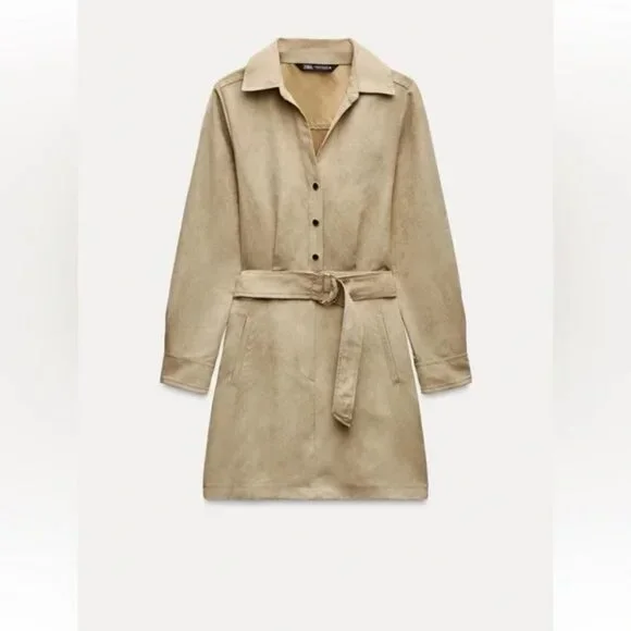 ZARA FAUX SUEDE MINI DRESS - Picture 4 of 7